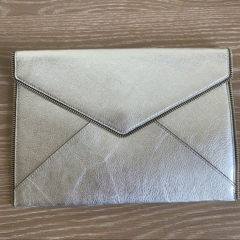 Rebecca Minkoff Silver Metallic Envelope Clutch